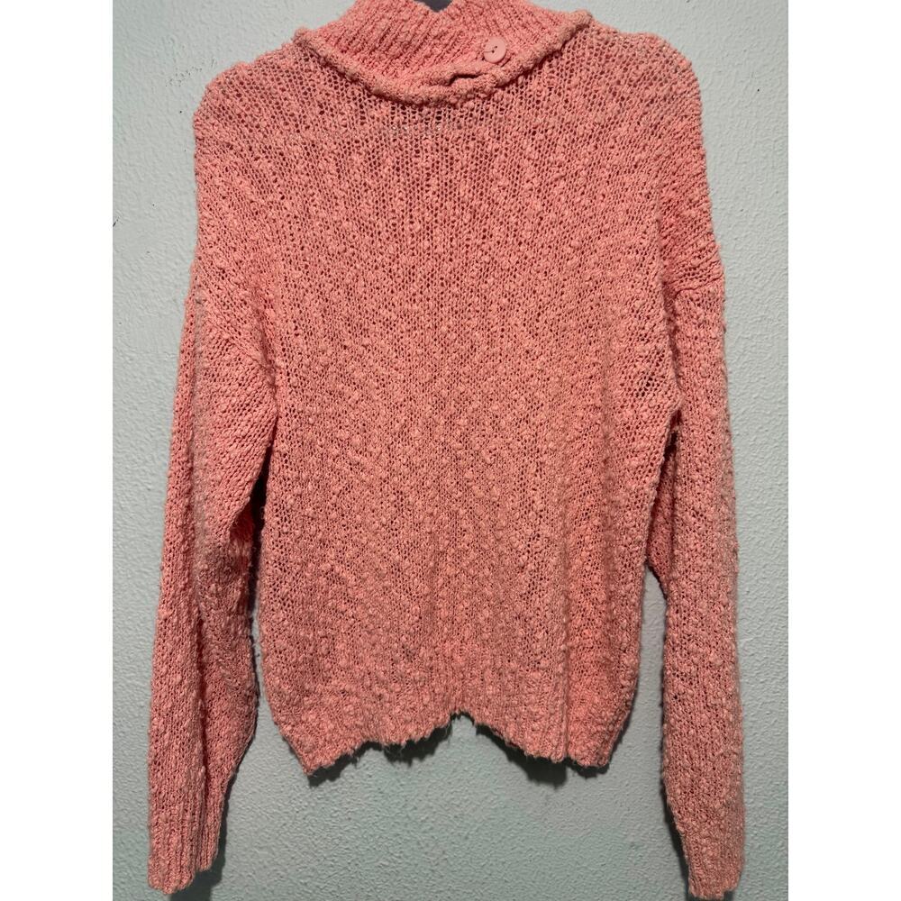 Vintage Sweater Pink Chunky Knit Mock Neck Large Coquette Grandma Core Popcorn‎
